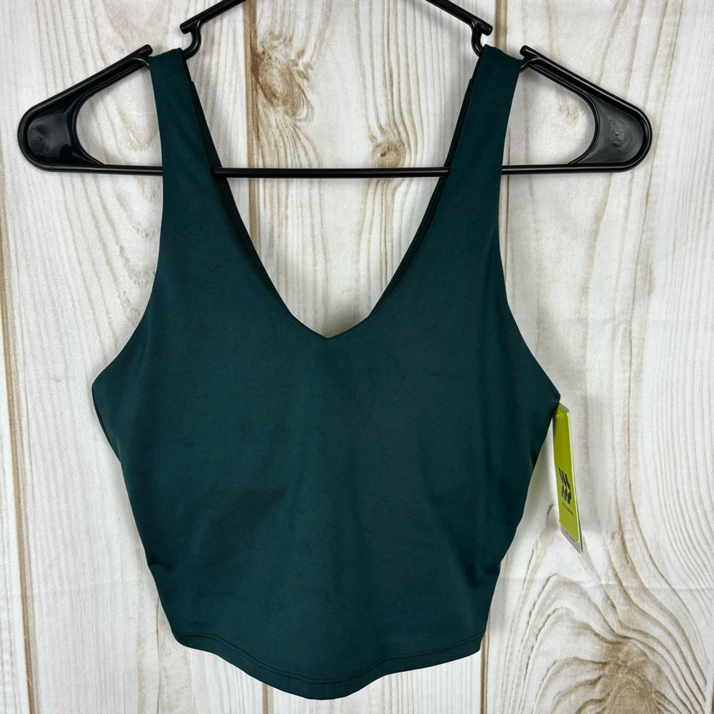 All in Motion Cropped Sports Bra Light Support Quick Dry Padded Green Size XS